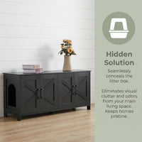 31.5" L Cat Litter Box Enclosure with Barn Door - 47.2"L / Black - image 2