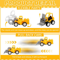 Sosation 72-piece mini construction party favor trucks with cranes, forklifts and excavators - view 13