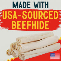 Canine Chews 10-11" Rawhide Bones for Large Dogs, Durable USA Beefhide Dog Rawhide Chews, Retriever Rolls 20 Pack (5 lbs)
