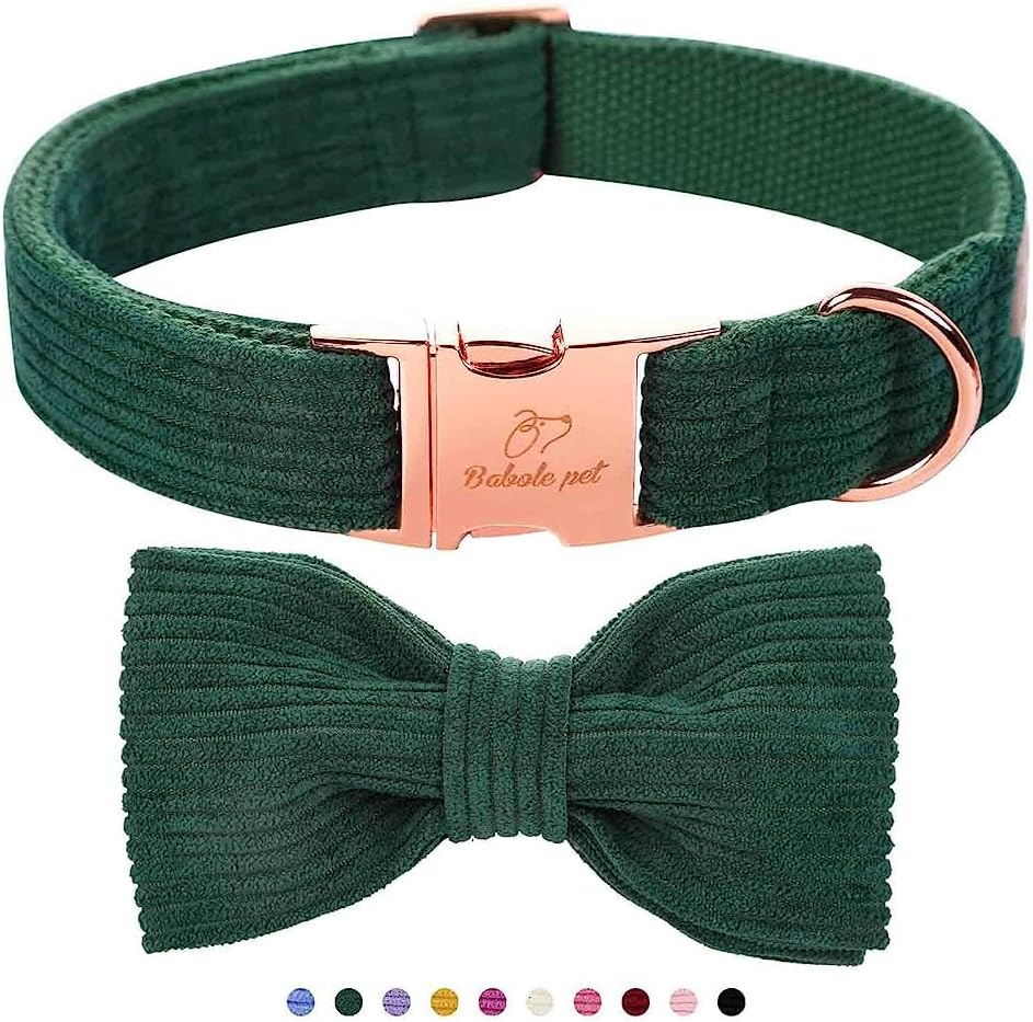 Green Dog Collar with Bow Tie, Christmas Bowtie Dog Collar M – Essentials for Dogs - M / Green