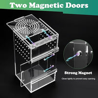 Jumping Spider Enclosure, 3x3x6 Inch Jumping Spider Habitat with Magnet Opening Door Jumping Spider Accessories Small Acrylic Terrarium for Tarantula and Praying Mantis