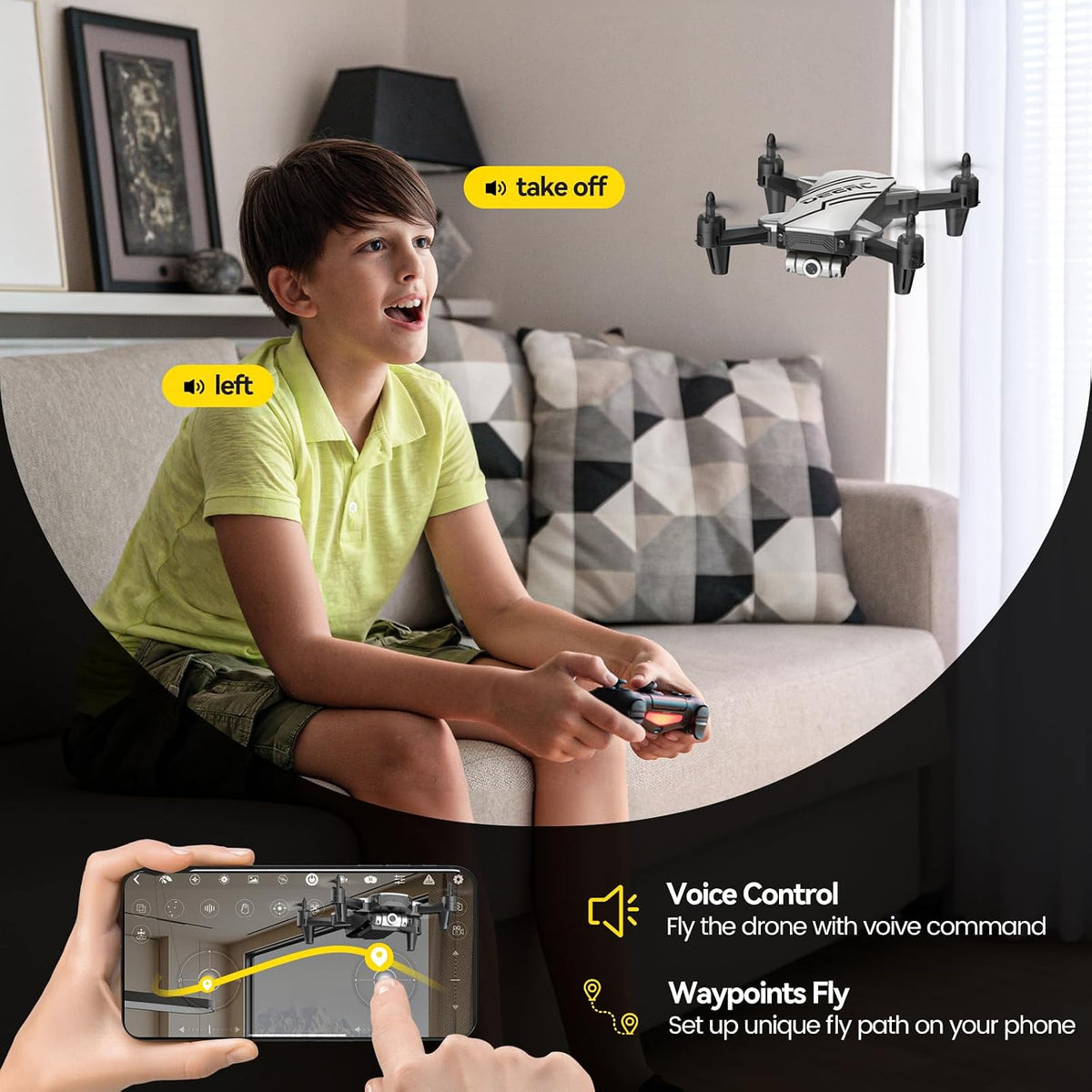 DEERC D20 Mini Drone for kids 1080P HD FPV Camera Remote Control - D20-Silver - image 3