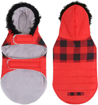 HDE Dog Puffer Jacket Fleece Lined Winter Coat & Harness Hole NVY - Small / Buffalo Plaid - image 3