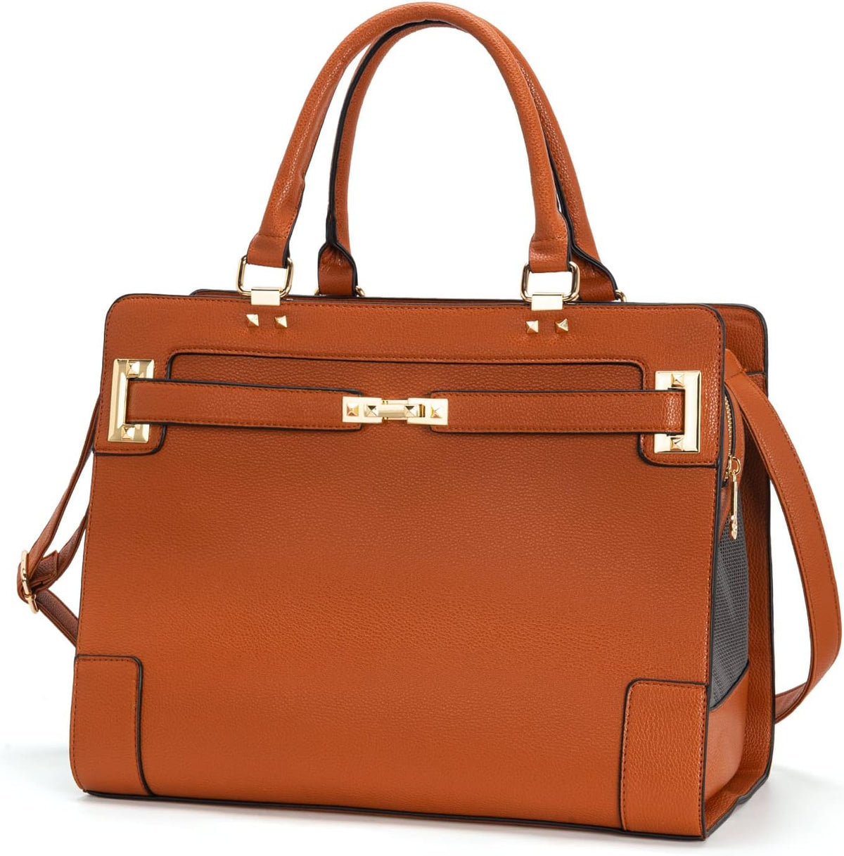 Fashion Pet Carrier Dog Cat Carrier Purse Soft-Sided Leather Handbag - Brown