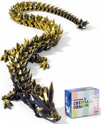 24 inch Large 3D Printed Dragon Glow in the Dark in Halloween – Fun for Kids & Family - Black Gold / 24 inch