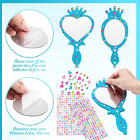 Geetery unbreakable kids mirror craft kit, 20 heart and oval foam princess mirrors in pink, blue and - view 10