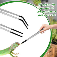 Lasnten 2 Pcs Reptile Feeding Tongs, Long - Silver / 15 Inch - image 4