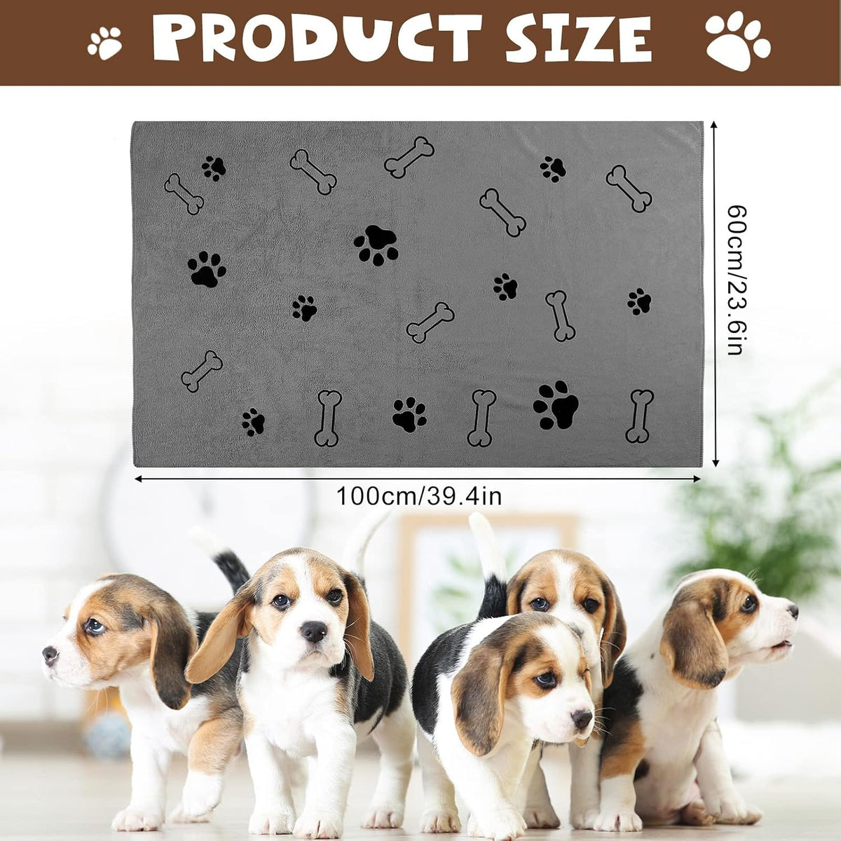 Chumia 4 Pcs Dog Towels for Drying Dog Puppy Bulk Microfiber - 24 x 40 Inch / Gray - image 2