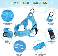 Lukovee Small Dog Harness and Leash Set, No Pull Soft Padded, XS - Light Blue / S ( Chest 17.5'' ~ 22'') - image 2