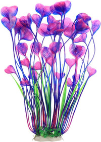 ALEGI Fish Tank Decorations Plastic Plants Large,Aquarium Artificial Plants Decoration Ornament Safe for All Fish-16 inch 2Pcs (Purple 2 pcs)