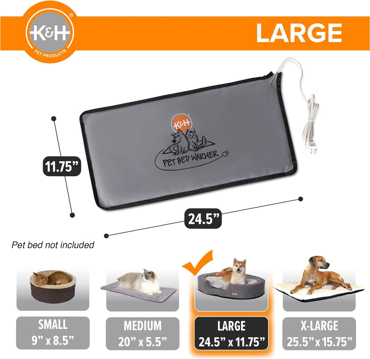 K&H Pet Bed Warmer, Safety Listed, Cat Heating Pad - Gray / Large (Pack of 12) - image 2