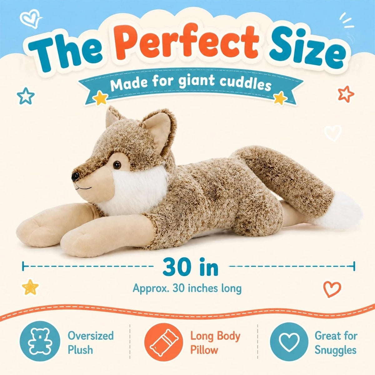BENINY 31 Inch Giant Bunny Stuffed Animal - Wolf_gray 30in - image 2