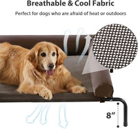 RRPETHOME Large Elevated Cooling Dog Bed, Raised Dog Cot Beds for Large Dogs, Elevated Outdoor Pet Cot, Chew Proof Portable Cooling Pet Cot with Skid-Resistant Feet and Breathable Mesh
