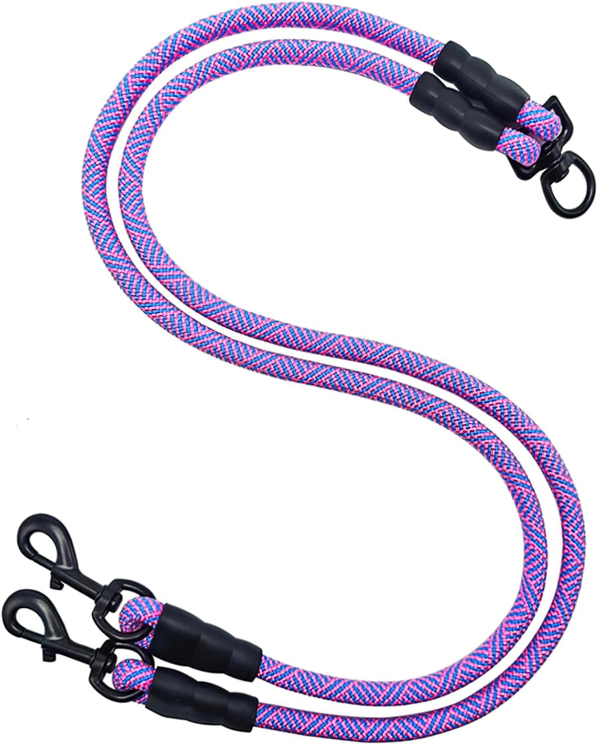 Double Dog Leash Coupler Heavy Duty Extension Rope for Two Large Dog – Essentials for Dogs - Small (1/3"D x 33"L) / Pinkblue
