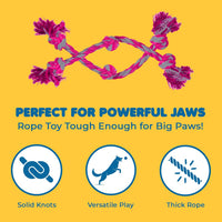 SunGrow Pink Dog Rope Toys, Twisted Triple Knotted Rope Bone - image 3