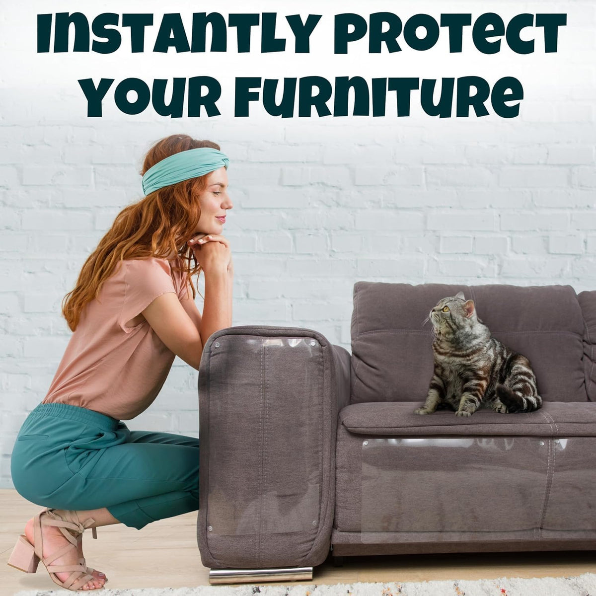 Anti Cat Scratch Furniture Protector, Heavy-Duty - 24-Pack + 124 Pins - image 4