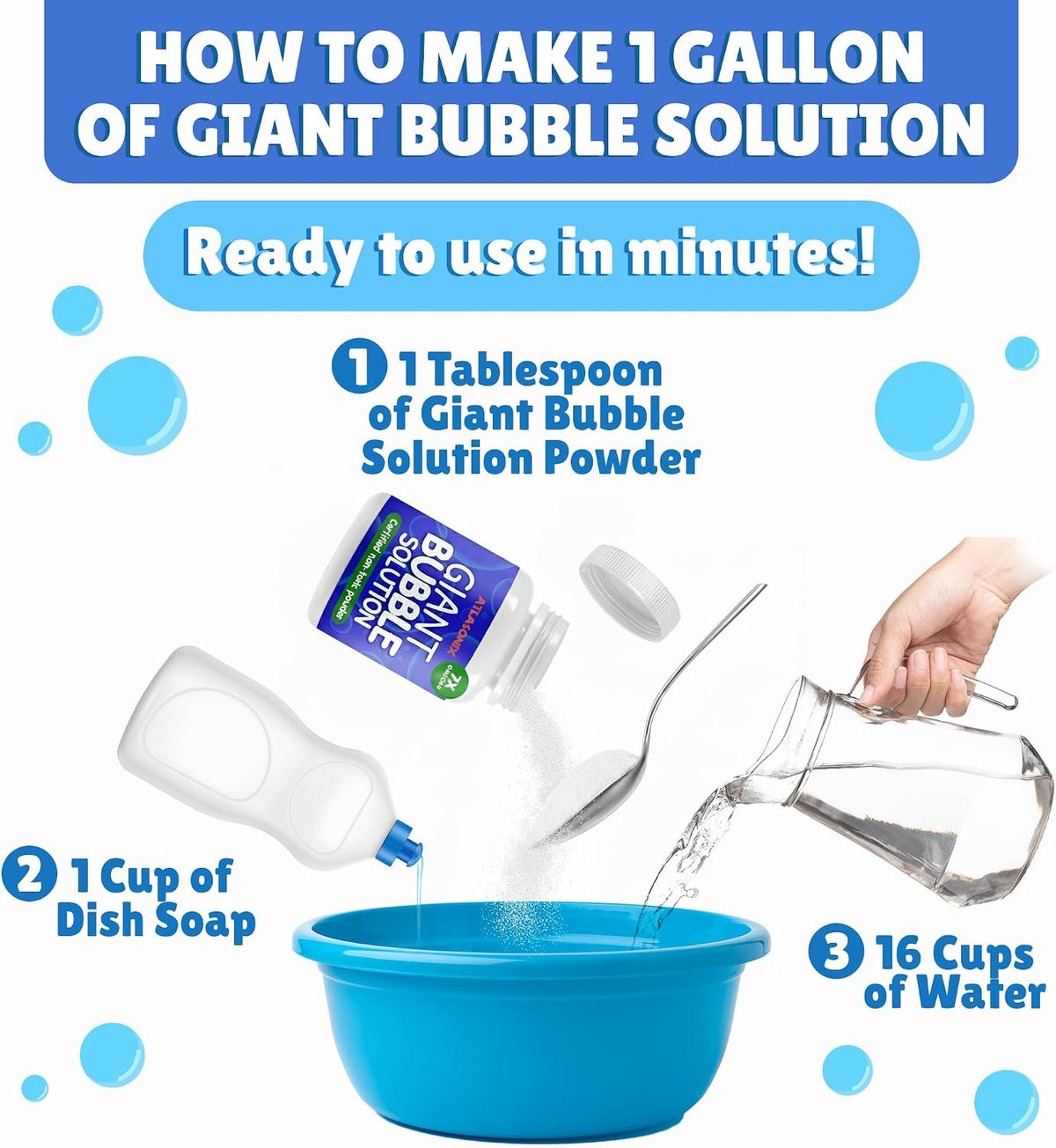 Giant Bubble Solution, Bubble Wands, Bubbles for Kids - 14 Gallons - image 2