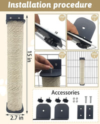 VCEPJH 2 Pcs Cat Scratching Post for Crate Cage Mounted Cat Scratcher Natural Sisal Scratch for Scratching and Climbing Furniture 15x2.7inches (White)