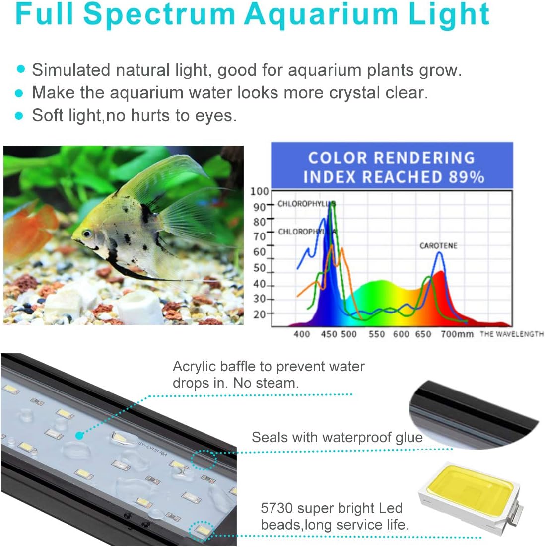 hygger 14W Full Spectrum Aquarium Light with Aluminum Alloy Shell - 32W (46-52 inch) - image 3