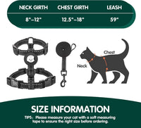 BINGPET Cat Harness with Airtag Holder - Black Reflective (Both Buckles on Chest) - image 3