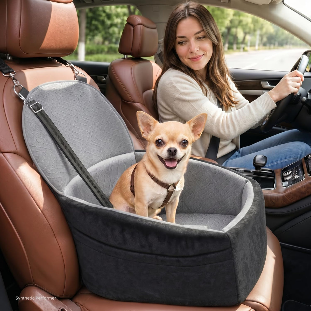 Dog Booster Car Seat with Extend Backrest for Small Medium Pet – Essentials for Dogs - Black&Grey / 18.5"l X 18.5"w X 22"h
