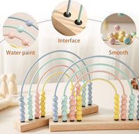 ibwaae wooden rainbow abacus with colorful beads on stainless steel rods - view 3