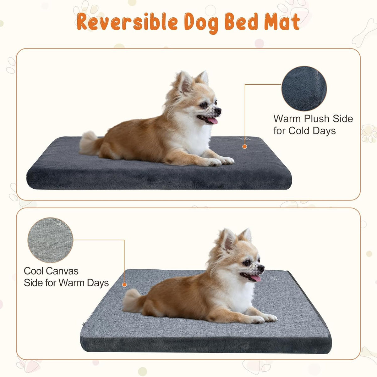 EMPSIGN Dog Bed Mat Crate Pad Mattress, Ultra Soft Pet Kennel - Grey / S(23"*16"*3") - image 3