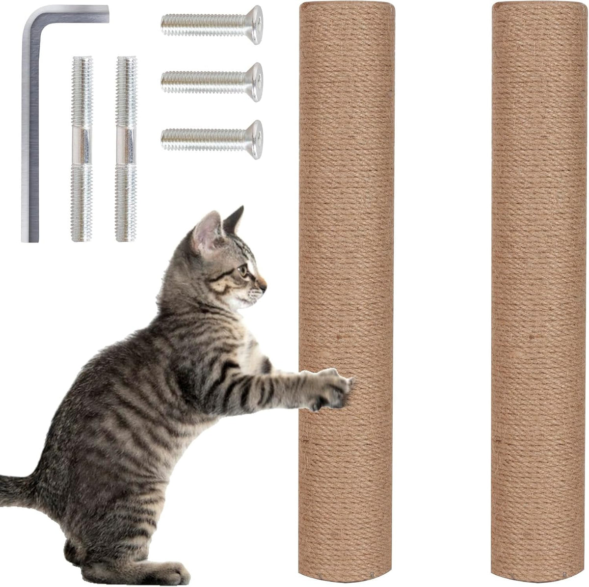 PowerKing Natural Sisal Replacement Scratching Post - 15.7''+15.7'' (2.67''Thick) / Beige