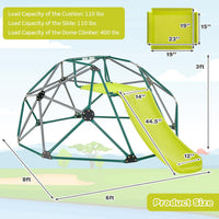 Costzon 8 ft climbing dome with slide for kids in green and yellow - view 6