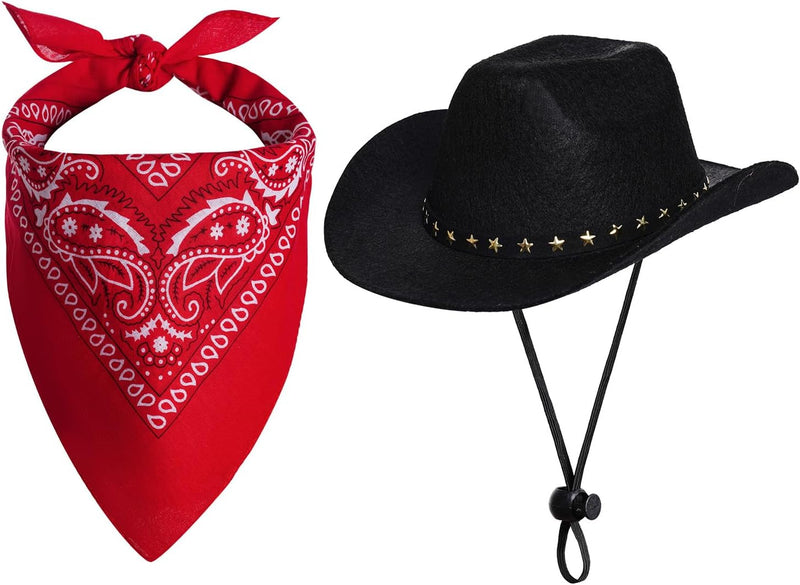 choyaxo Pet Cowboy Costume Halloween Costumes for Dogs Cat Cowboy Hat - Medium / Black