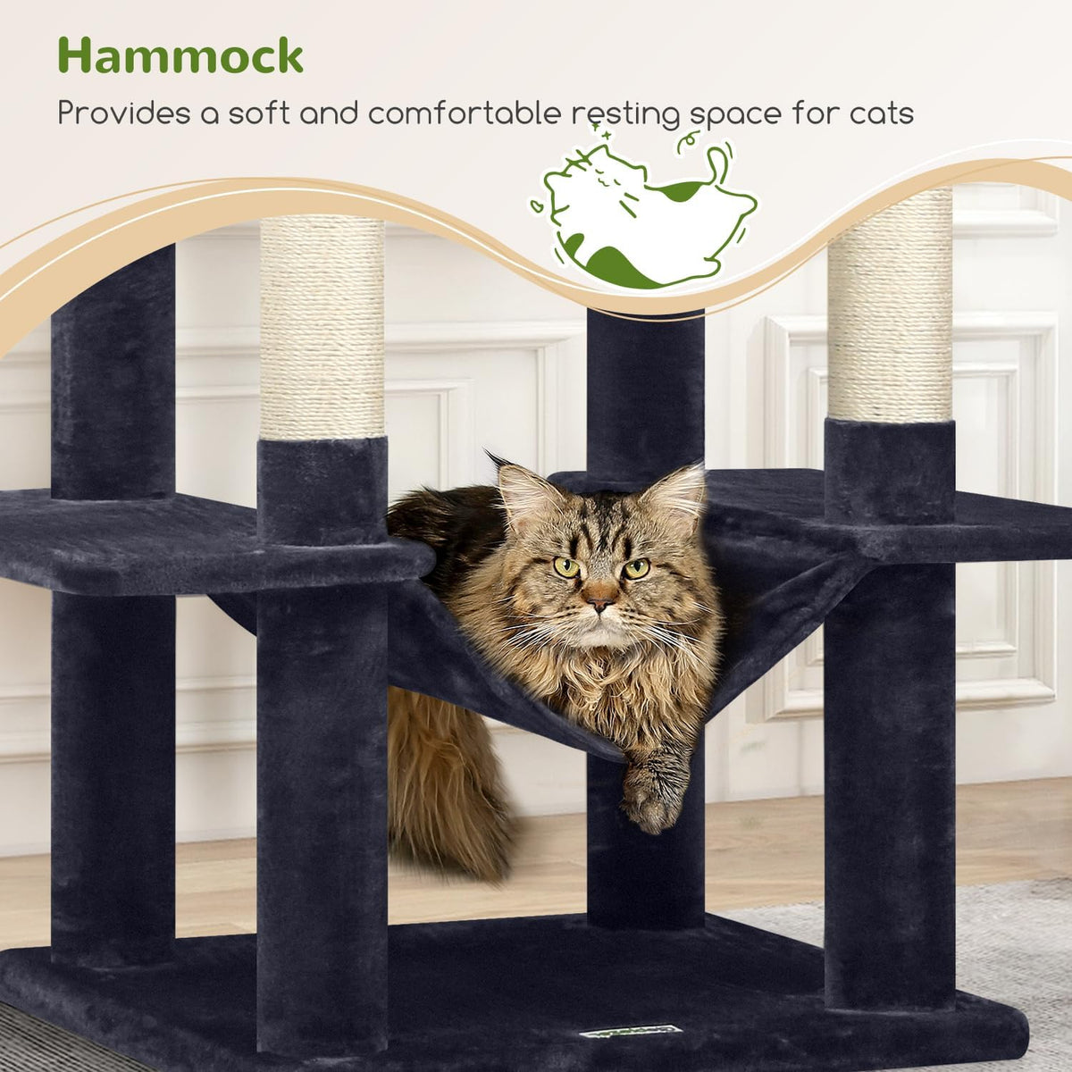 Globlazer Extra Tall Cat Tree Tower for Indoor Cats, F76 - Dark Grey / 76 inch - image 3