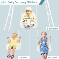 FUNLIO Toddler Swing with Foldable Metal Stand for Toddlers Aged 1~10 - White - image 3