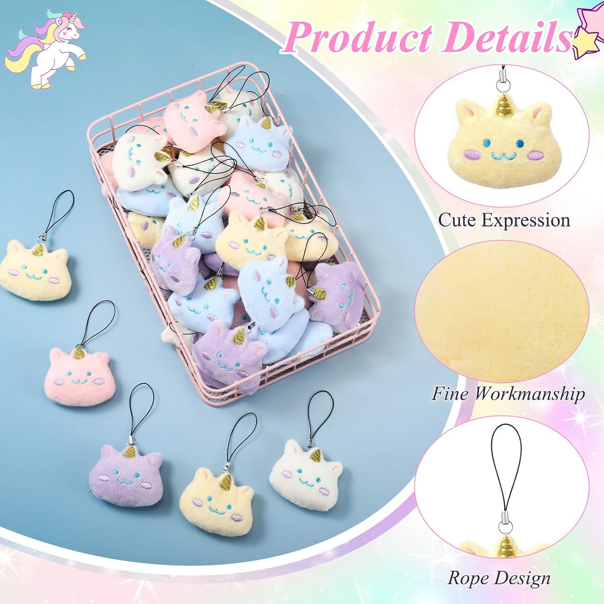 Libima 150 Pcs Mini Stuffed Animals Keychain, Plush Toys - 40 / Unicorn - image 3