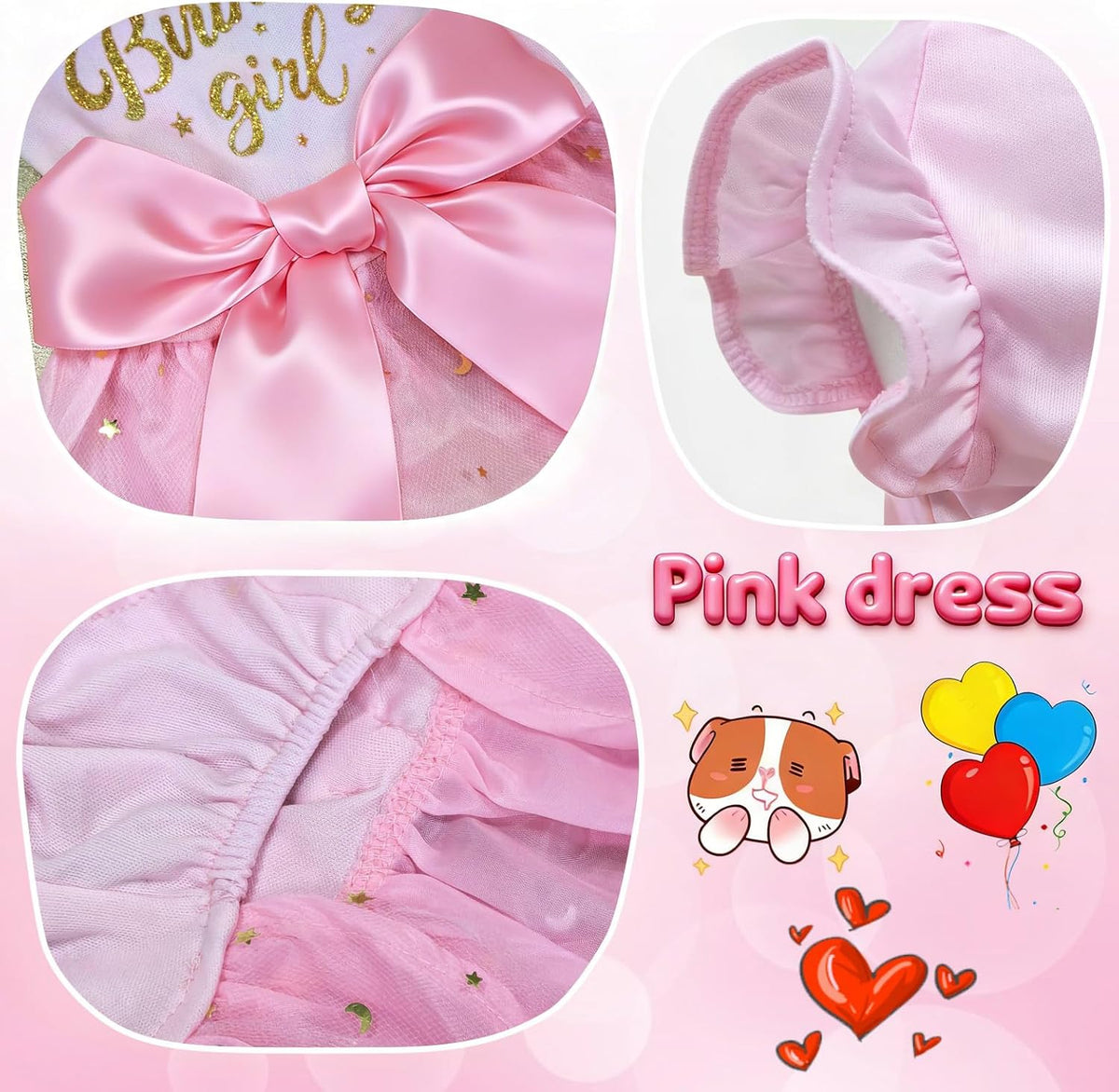 Dog Birthday Dress Tulle with Big Bowknot Princess Dog Cat Birthday - Small - image 2