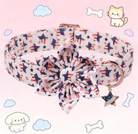 DOGWONG Fall Pumpkin Orange Plaid Dog Collar - B:Star Flag / S - image 2