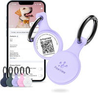 QR & NFC Pet ID Tag, Silent Silicone Dog Name Tag - Purple