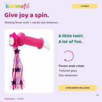 KORIMEFA girls bike with training wheels, basket and streamers in Rose Red - view 7