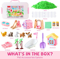 Aprilwolf 21-piece pet sensory bin with sand, dog and cat figures and lidded box - view 2