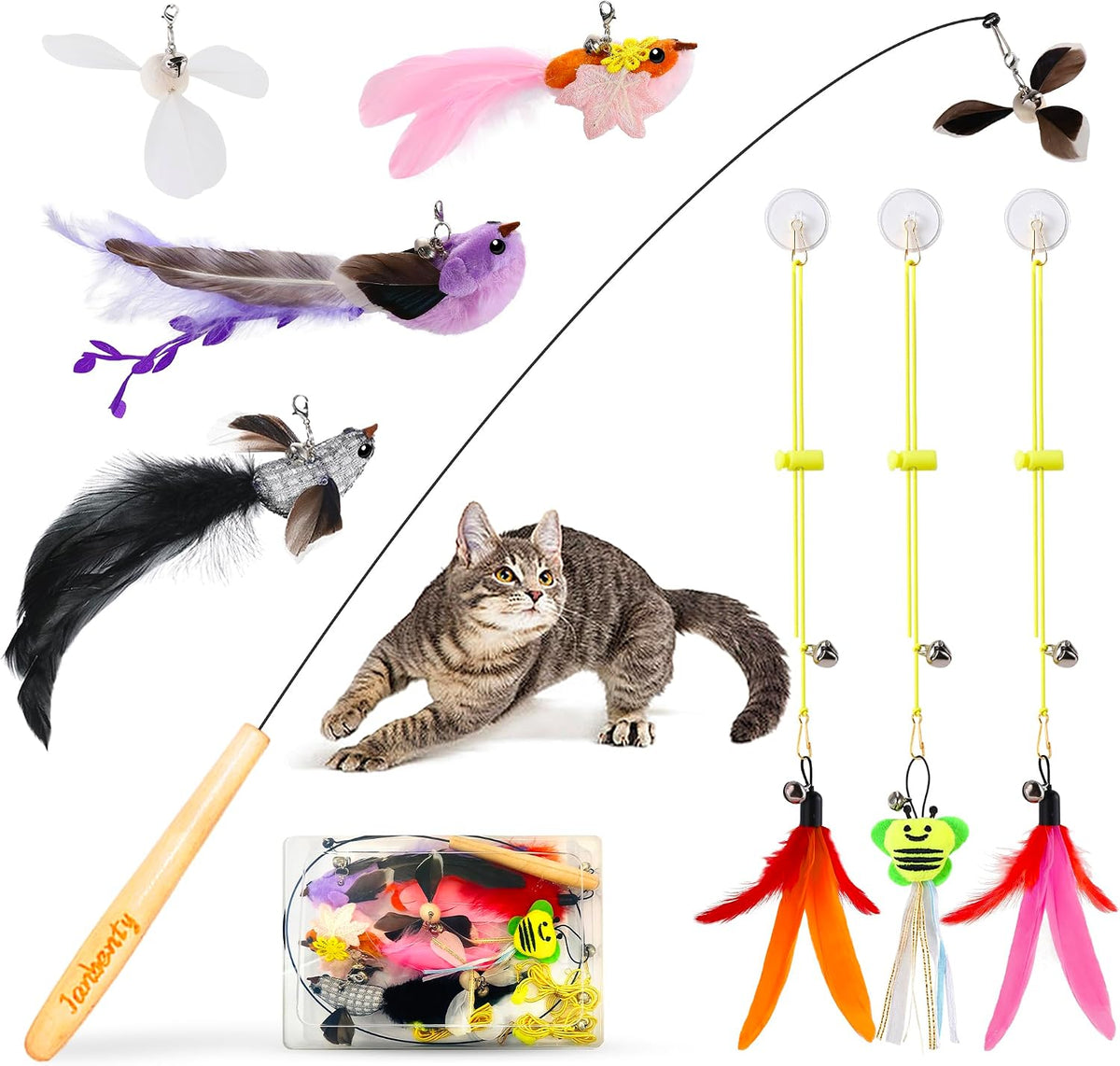 Hanging Cat Toys for Indoor Cats – Essentials for Cats - 12 Hanging /Bird /Wand