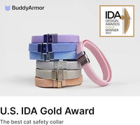 Safety Cat Collar - U.S. IDA Gold Awarding Design, Stretch Elastic Quick Release, Non Breakaway - Light Weight for Kitten, Neck Fit 7.8'-15.7' for All Small Large Cat,M(Glacier Silver)