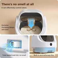 Open-Top Automatic Litter Box, Odor Control, Ready to Use - White-1 - image 3