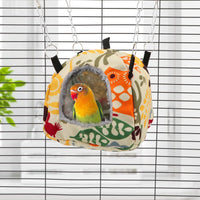 Wontee Bird Plush Hammock Parrot Hanging Snuggle Cave Happy Hut Tent - S / Beige Pattern - image 2