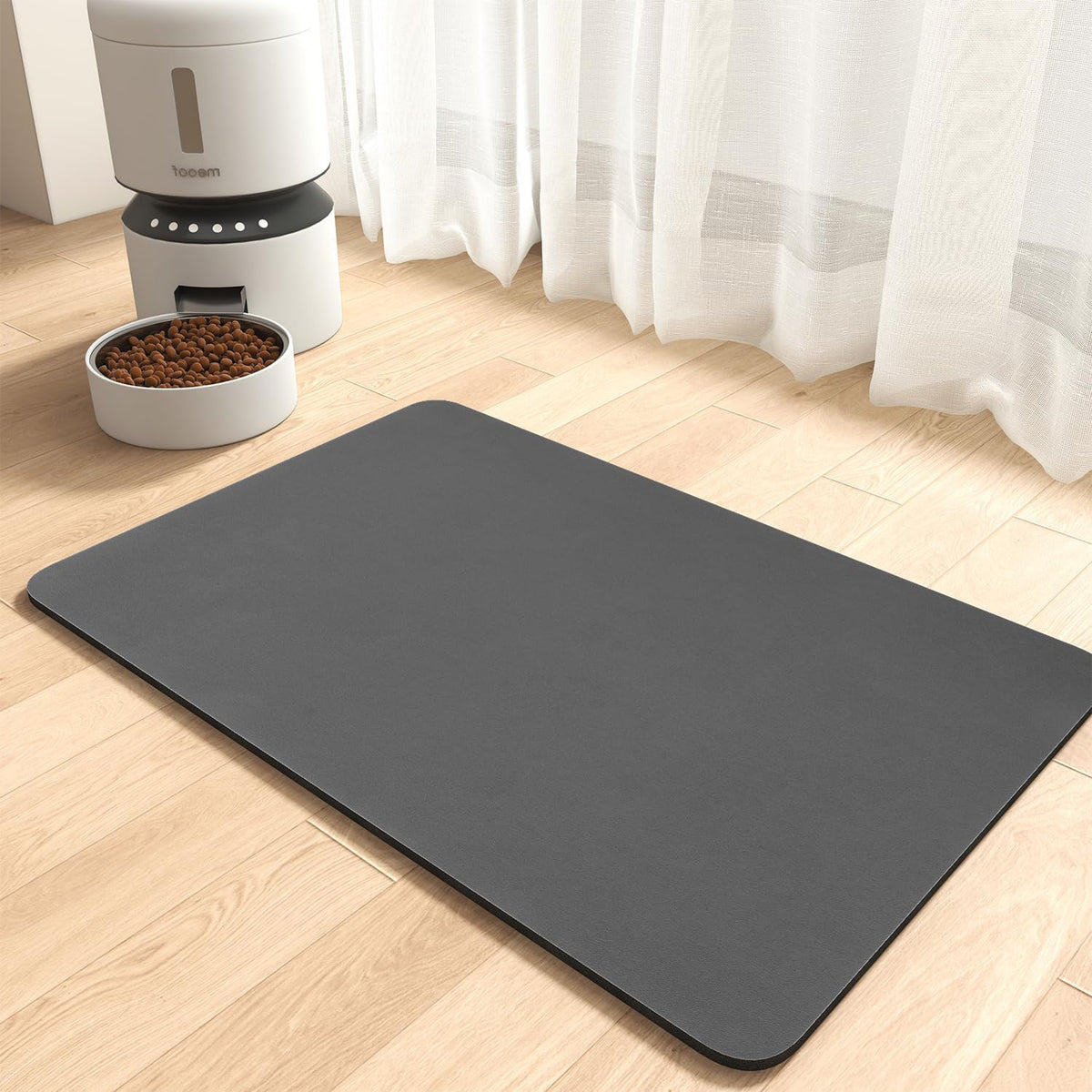MontVoo-Absorbent Pet Feeding Mat-No Stains Pet Mat for Food - DARKGREY / 12"x19"
