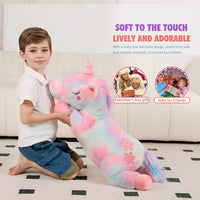 32inch Cute Giant Pink Unicorn Plush, Jumbo Soft Body Pillow Pet - 32 Inch Rainbow Unicorn / 32 inch - image 4
