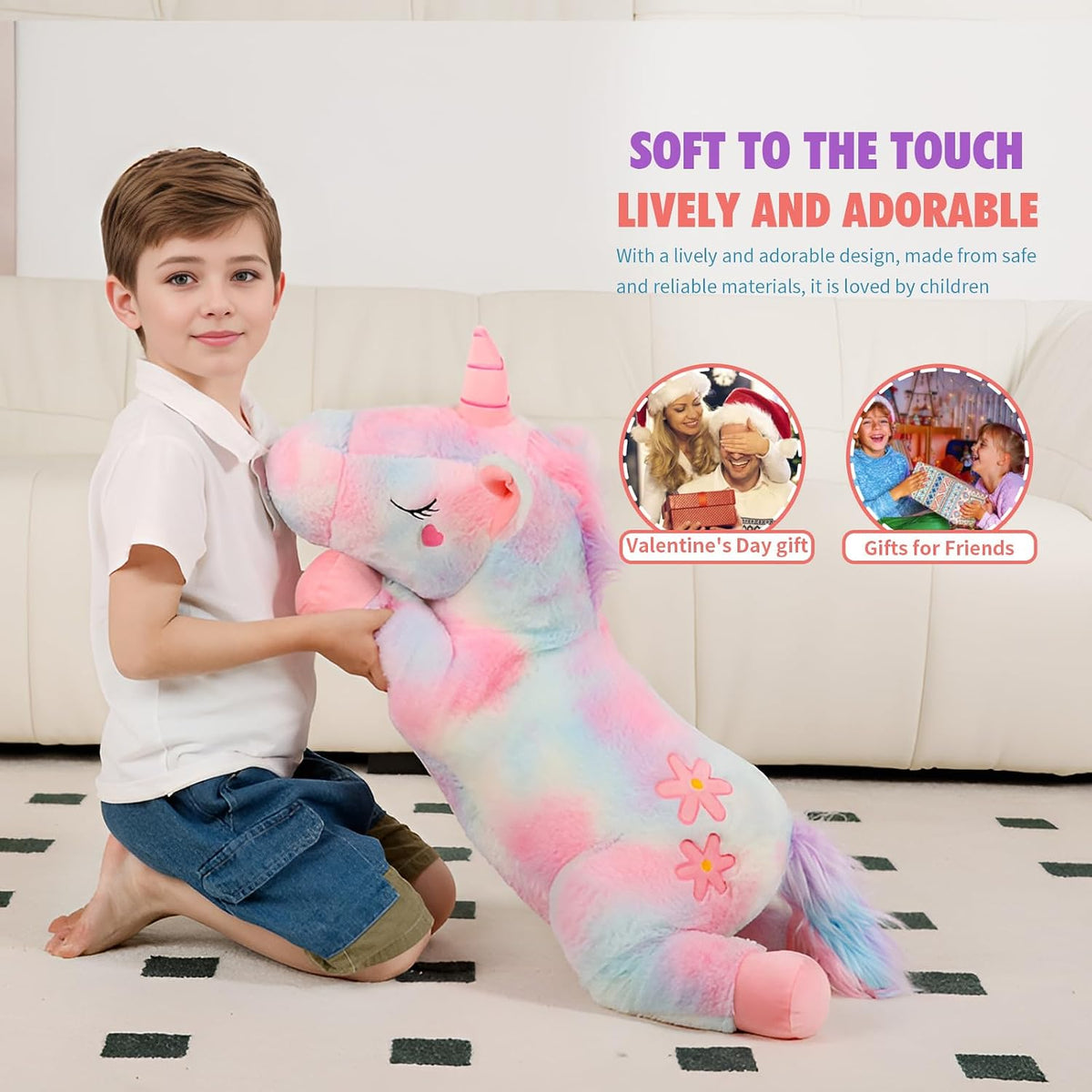 32inch Cute Giant Pink Unicorn Plush, Jumbo Soft Body Pillow Pet - 32 Inch Rainbow Unicorn / 32 inch - image 4
