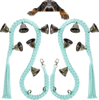 Dog Bells to Go Outside, Cotton Handwoven Potty Training Bell – Essentials for Dogs - LightGreen; 2 Pack