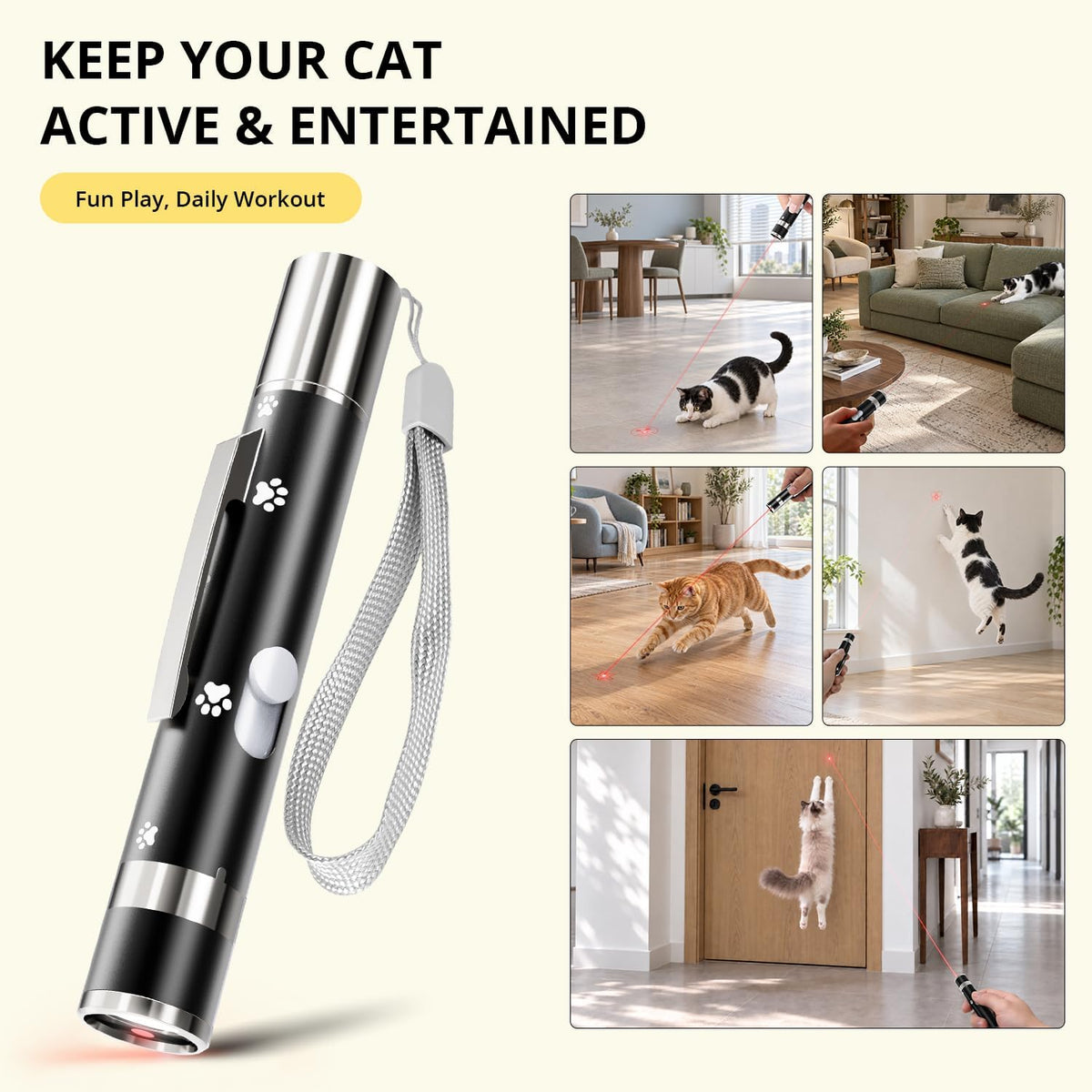 Cat Toys, Rechargeable, Interactive USB Chase Toy for Cats & Kittens – Essentials for Cats - Black 1pcs - image 2