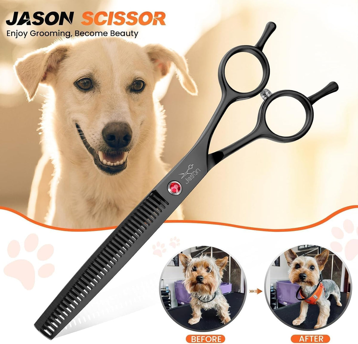 JASON Dog Grooming Thinning Scissors - Black / 7.02 - image 3
