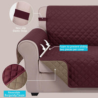 U-NICE HOME Loveseat Sofa Cover for 2 Cushion Couch, Dark Grey – Essentials for Pets - Burgundy/Tan / 78"sofa Xl - Xl Large - image 4