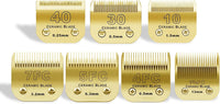 10# Grooming Ceramic Pet Clipper Blades Compatible with Andis & Oster - Gold / 7 Pack（1.5-13mm）